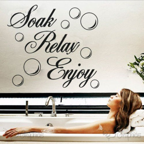 Newsee Decals Soak Relax Enjoy PVC Wall Sticker Decal Home Bathroom Background Decor Removable Black Newsee Decals Soak Relax Enjoy PVC Wall Sticker Decal Home Bathroom Background Decor Removable Black