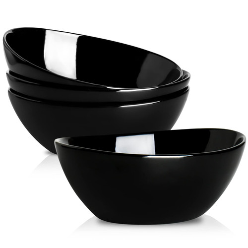 Hasense Salad Bowls Large Serving, Porcelain Serving Bowls for Entertaining Parties, 42 Ounce Black Large Serving Dishes for Salad Soup Pasta Popcorn, Dishwasher Microwave Safe, Set of 4 Hasense Salad Bowls Large Serving, Porcelain Serving Bowls for Entertaining Parties, 42 Ounce Black Large Serving Dishes for Salad Soup Pasta Popcorn, Dishwasher Microwave Safe, Set of 4