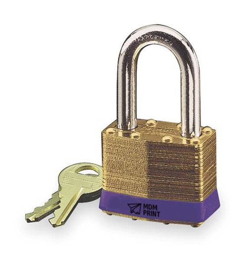 Padlock, Keyed Alike, Long Shackle, Rectangular Brass Body, Steel Shackle, 3/4 in W
