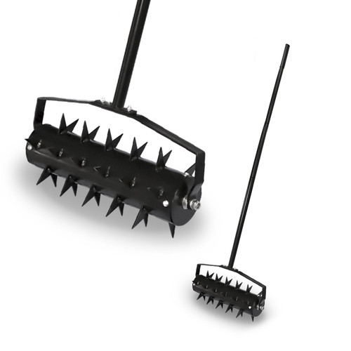 Rolling Lawn Aerator, Sand Filled Heavy Duty Grass Handheld Push Spike Roller Aerator, Garden Yard Manual Soil Aeration Tool with Adjustable Length Handle