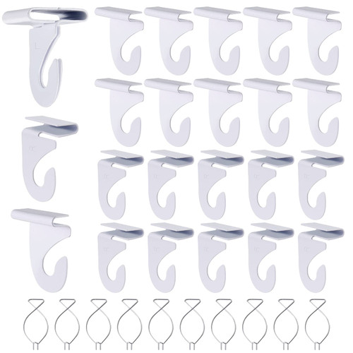 OALEN 40 Drop Ceiling Hooks for Classrooms & Offices, White Heavy Duty Ceiling Hooks for Hanging Plants & Decorations, Metal T-Bar Hooks for Suspended Drop Ceiling Tiles