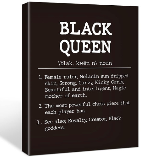 Black Queen Definition Canvas Poster Inspirational Quote Minimalist Print Painting for Home Wall Art Decoration 11.5 x 15 inch (Framed)