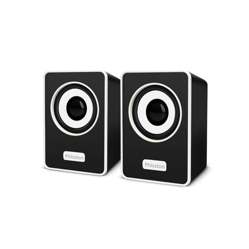 Computer Speakers, Phission Mini Speaker with Stereo Sound 6W USB Powered 3.5 mm AUX-in Portable Speaker for Computer, Laptop, Notebook, Desktop (Black)