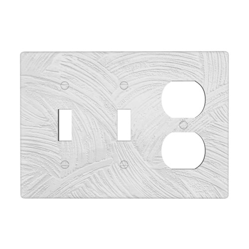 White Wave 3 Gang Light Switch Cover 2 Toggle/1 Duplex Outlet Triple Wall Plate Switch Plates and Outlet Cover for Electrical Kitchen Home Office Decor
