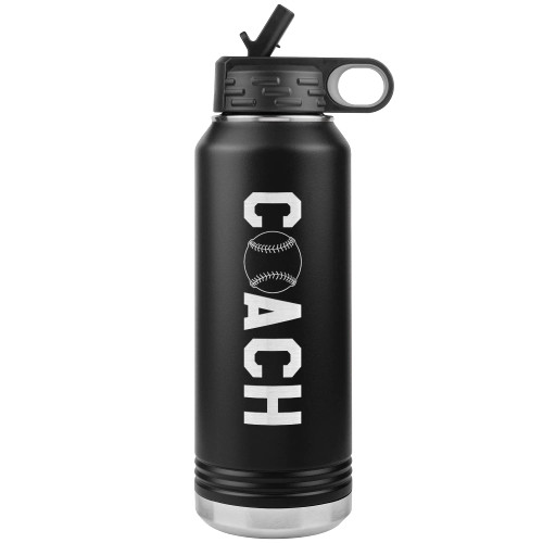 JFWcreations Baseball Coach Water Bottle - 32oz Insulated Engraved Stainless Steel Flip Top with Straw Baseball Coach Gift Black JFWcreations Baseball Coach Water Bottle - 32oz Insulated Engraved Stainless Steel Flip Top with Straw Baseball Coach Gift Black