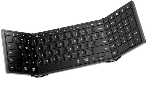 Gimibox Foldable Bluetooth Keyboard, GB320 Full Size Wireless Keyboard with Numeric Keypad, Portable Travel Keyboard for Windows iOS Android Tablets and Smartphones,Sync Up to 3 Devices(Black)