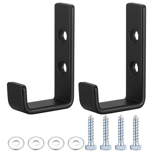 bayidun Heavy Duty Garage Hooks for Hanging, 2pcs Garage Storage Wall Mount J Hooks Heavy Duty, Black Garage Storage Hooks J Utility Hooks for Extension Cord Tool Cable, Clothes, Keys