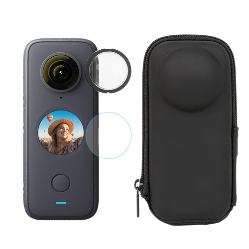 PellKing Accessories kit for Insta360 one X2 Camera,Hard Shell Camera Body case + Sticky Lens Guard + Screen Protective Cover