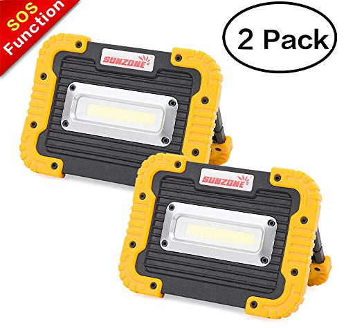 SUNZONE LED Work Light, Rechargeable Portable Waterproof LED Flood Lights for Outdoor Camping Hiking Emergency Car Repairing and Job Site Lighting (Yellow 2 Pack)