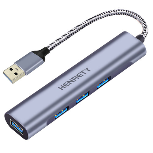 HENRETY USB Hub, 4 Port USB 3.0 Adapter USB Splitter,Multi USB Port Expander for iMac Pro, MacBook Air, Mac Mini/Pro, Surface Pro, Notebook PC, Laptop, USB Flash Drives and Mobile HDD(Gray) HENRETY USB Hub, 4 Port USB 3.0 Adapter USB Splitter,Multi USB Port Expander for iMac Pro, MacBook Air, Mac Mini/Pro, Surface Pro, Notebook PC, Laptop, USB Flash Drives and Mobile HDD(Gray)