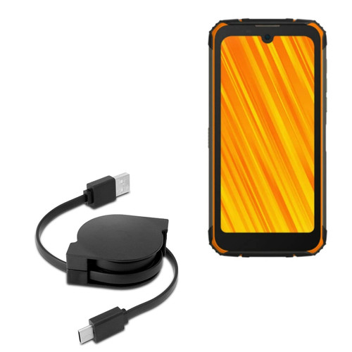 BoxWave Cable Compatible with Doogee S59 - miniSync - USB-A to USB Type-C, Retractable Cable - USB-A to USB Type-C for Doogee S59