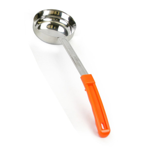 Thunder Group Solid Portion Controller 2-Piece Construction Ladles with Plastic Orange Handle, 8-Ounce