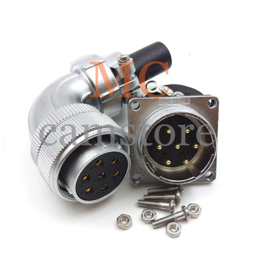 MCCAMSTORE WEIPU WS28 7 pins Aviation Power Cable Connector, 25A Plug-Female Socket-Male Electric Solder Connector, High Voltage Bulkhead Circular Connector (7 pin, Panel Mount)