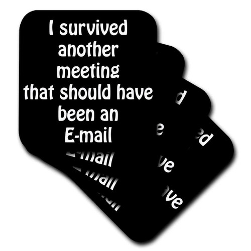 3dRose I Survived Another Meeting That Should Have Been an Email - Ceramic Tile Coasters, Set of 4 (CST_218472_3)