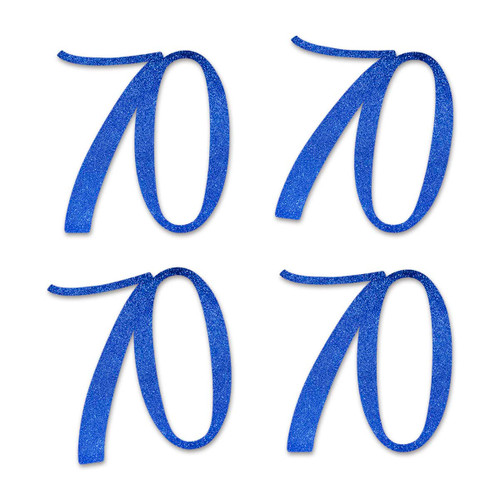 Blue Glitter 70 Cut-Out Numbers, 70th Birthday Party Anniversary Decorations DIY Essentials
