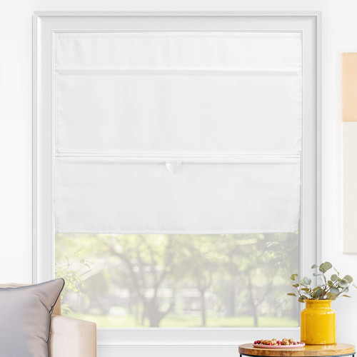 CHICOLOGY Roman Shades for Windows , Window Shades for Home , Roman Shades , Window Treatments , Room Darkening Shades , Roman Window Shades , 35"W X 64"H, Runway White (Light Filtering)