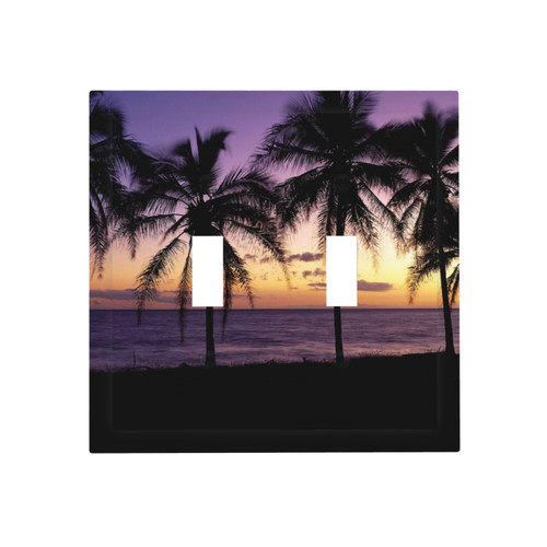 Wall Plate Sunset Beach Palm Tree 2-Gang Light Switch Plate Duplex Toggle Switch Covers For Bedroom Kitchen Home Decor