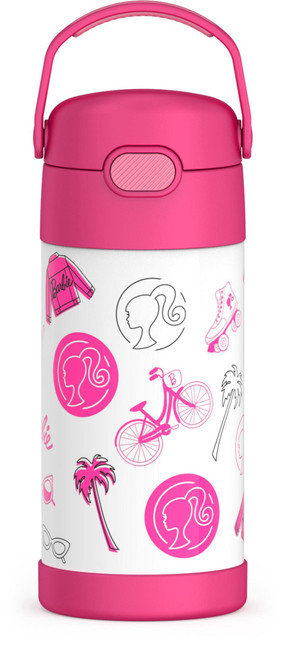 THERMOS FUNTAINER 12 Ounce Stainless Steel Vacuum Insulated Kids Straw Bottle, Barbie