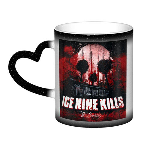 Ice Metal Nine Band Kills Coffee Mug Color Changing Mug Funny Ceramic Magic Heat Water Tea Mug Cup Awesome Gift for Family Friends and Lover