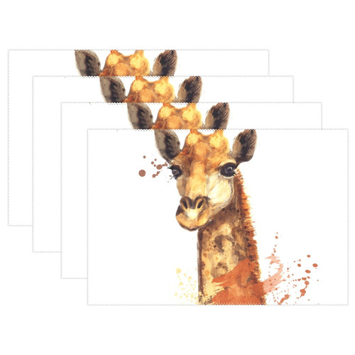 ALAZA Giraffe Watercolor 12 x 18 inch Placemats Heat Resistant Dining Table Mats Non-Slip Washable Place Mats for Home Kitchen Decoration