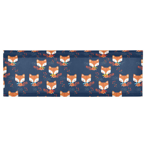 Augenstern Window Topper Curtain Funny-Fox-Blue 54x18 inch Valance Short Curtain for Kitchen Windows/Bathroom/Living Room/Bedroom