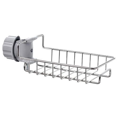 WOHSAO Sink Storage Rack Holder, Kitchen Faucet Sponge Holder, Sink Caddy Organizer, Drainer Caddy for Dishwashing, Stainless Steel Faucet Storage Rack Hanging, Shower Shelf Soap Sponge