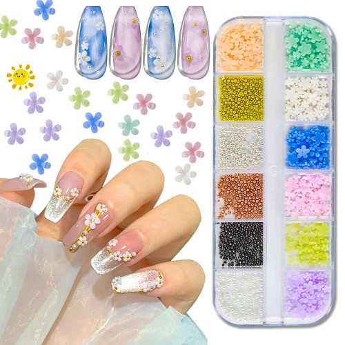 Biutee 3D Flower Charm for Acrylic Nails UV Color Change 12 Grids Nail Art Flowers Rhinestone Pearl White Blue Pink Cherry Charm for Nails Blossom Spring Decoration Supplies Manicure for Women Girls Biutee 3D Flower Charm for Acrylic Nails UV Color Change 12 Grids Nail Art Flowers Rhinestone Pearl White Blue Pink Cherry Charm for Nails Blossom Spring Decoration Supplies Manicure for Women Girls