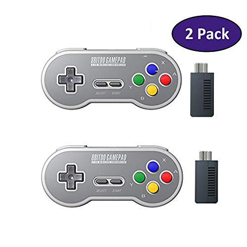 HIOTECH Wireless Controller 2.4GHz Wireless 8Bitdo SN30 Classic Video Game Joystick Gamepad for Super NES / SFC / SNES Classic Edition (2 Pack)(Color))