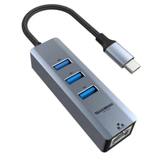 USB C to Ethernet Adapter, Shuomeng USB C Thunderbolt 3/4 to 3 Port USB 3.0 Hub RJ45 1000/100/10 Mbps Gigabit Ethernet for Laptop, Support Windows, Mac OS, Surface Pro, Linux, XPS, Smart TV