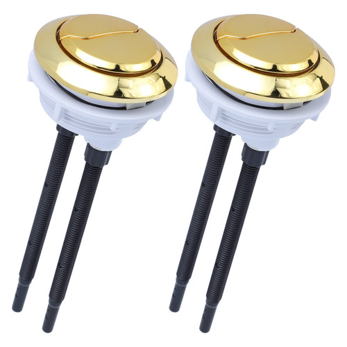 DOITOOL 2PCS Dual Flush Valve Replacement Buttons, Dual Push Flushing Toilet Buttons Adjustable Toilet Water Tank Button Replacement Parts (Golden)