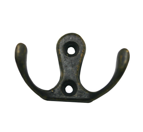 Amanaote Metal Antique Brass Hardware Double Prong Robe Hook Clothes Hanger with Screws(Pack of 13)