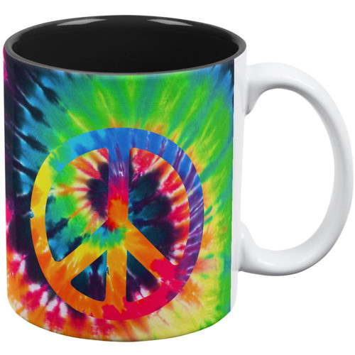 Old Glory Peace Sign Tie Dye All Over Coffee Mug White-Black Standard One Size