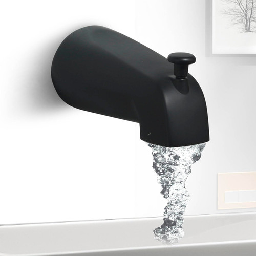 COXOVAY Slip Fit Tub Spout with Pull-Up Diverter for 1/2" Copper Tube Replacement Tub Spout, Matte Black, COTSB49