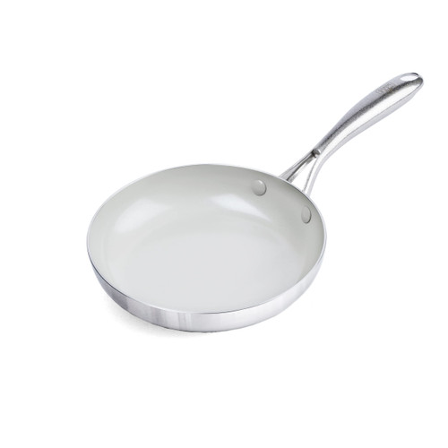GreenLife Tri-Ply Stainless Steel Healthy Ceramic Nonstick, 8" Frying Pan Skillet, PFAS-Free, Multi Clad, Induction, Dishwasher Safe, Oven Safe, Silver