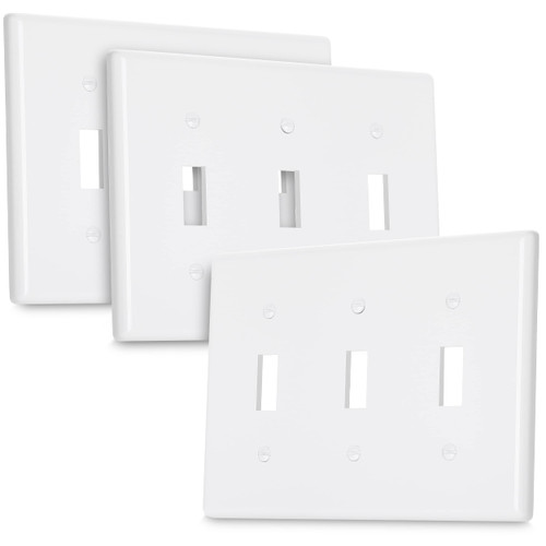 Bates- Triple Light Switch Wall Plate, 3 Pack, White, Triple Light Switch Cover, Light Switch Cover 3 Gang, 3 Switch Plate Cover, 3 Light Switch Cover Plate, 3 Switch Light Switch Cover, Switch Plates Bates- Triple Light Switch Wall Plate, 3 Pack, White, Triple Light Switch Cover, Light Switch Cover 3 Gang, 3 Switch Plate Cover, 3 Light Switch Cover Plate, 3 Switch Light Switch Cover, Switch Plates