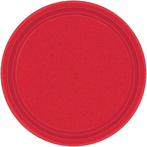 Amscan Value Solid Round Plates Party Supplies, 7", Apple Red