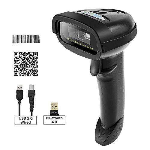 NETUM Bluetooth QR 2D Barcode Scanner Handheld USB Wireless 1D 2D bar Codes Imager for Mobile Payment Computer Screen Scan for POS Android iOS iMac Ipad System NT-1228BL