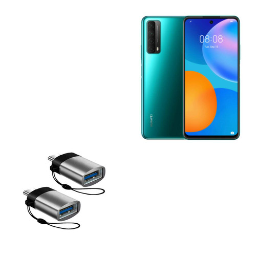 Cable for Huawei Y7a (Cable by BoxWave) - USB Type-C PortChanger (2-Pack), USB Type-C OTG USB Portable Keychain for Huawei Y7a - Slate Grey