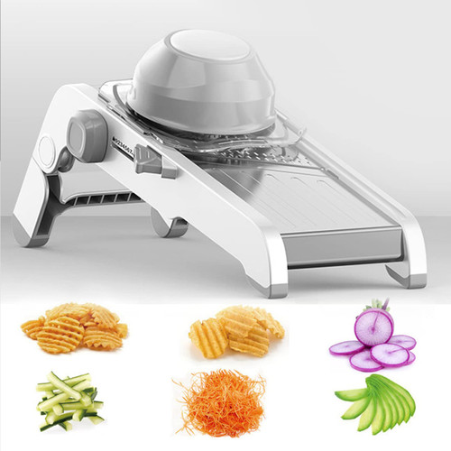 Aichiw Stainless Steel Vegetable Chopper,Mandoline Slicer, Food Cutter, Stainless Steel Blades, Food Julienne Slicers, Potato and Onion cutter, Kitchen Grater for Fruits and Vegetables(Grey)