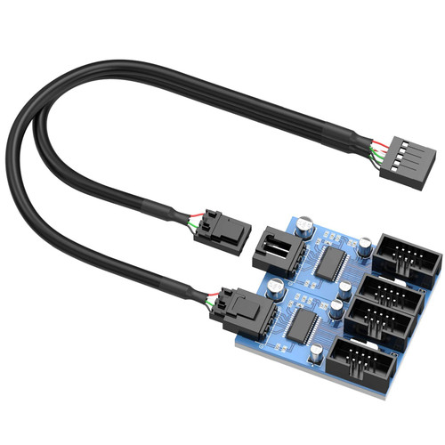 Motherboard 9 Pin USB Header Splitter,Male 1 to 4 Female Extension Splitter Cable(30cm/0.98ft)Desktop Card PCB Board 9-Pin USB 2.0 HUB Connector Adapter Port Multiplier PWM Fan Splitter Cable