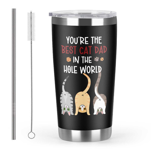 Cosictic Father's Day Gift For Cat Dad, Funny Cat Dad Gift Best Cat Dad Travel Tumbler, Father's Day Christmas Birthday Gift For Cat Dad Cat Papa Cat Lover Cat Owner