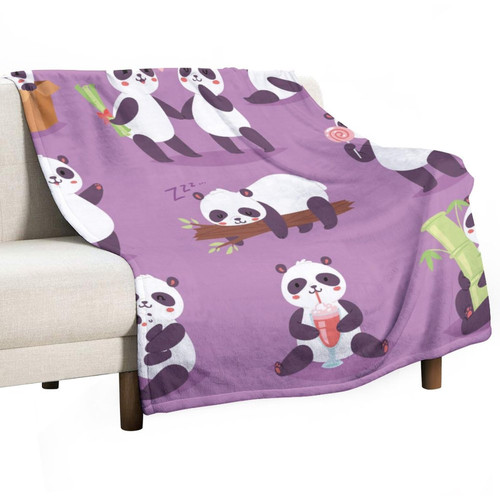 Lurnise Blankets Panda Patterns Flannel Blanket Cozy Bedding Throw Blankets for Sofa Couch Chair Office 30"x40"