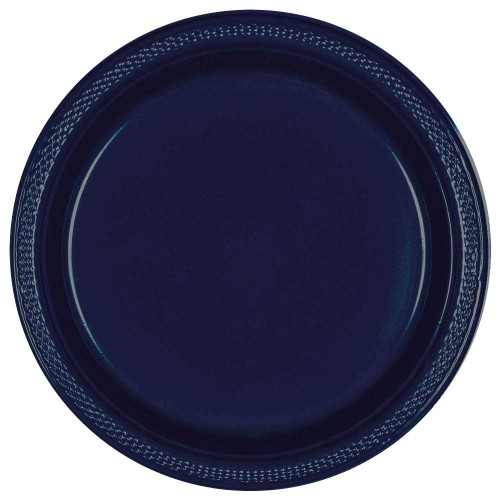 amscan Navy Blue Round Plastic Plates, 7"- 50 pcs. Blue,Navy,Navy Blue