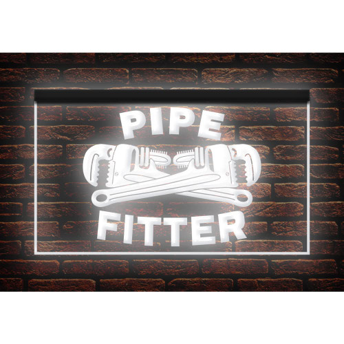 190092 Pipe Fitter Tools Shop Store Service Repair Open Display LED Light Neon Sign (12" X 8", White)