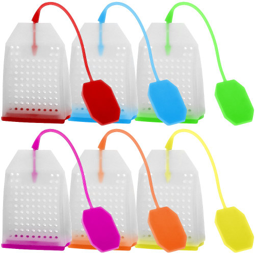 FineGood 6 Pack Silicone Tea Infuser, Reusable Safe Loose Leaf Tea Bags Strainer Filter with Six Colors