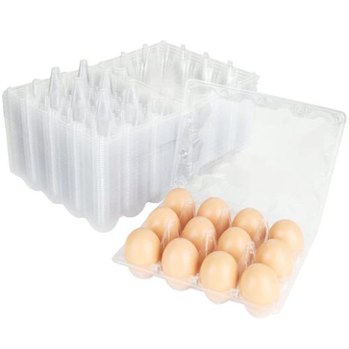 Plastic Egg Cartons Bulk, 40 Packs Empty Clear Plastic Egg Cartons to 12 Eggs, Reusable Chicken Egg Cartons for Family Pasture Chicken Farm, Business Market Display, Storage