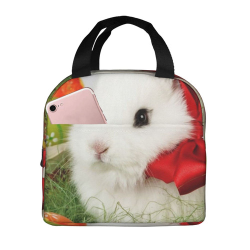 Reusable Lunch Tote Bag Easter Rabbit New Year Insulated Lunch Bag Durable Cooler Lunch Box