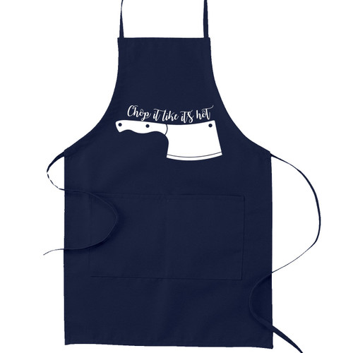 Decal Serpent Chop It Like It's Hot Knife Block Pun Funny Parody Cooking Baking Kitchen Apron - Navy Blue