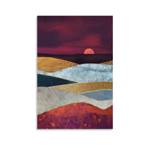 Painting Art Poster Watercolor Crimson Sky Poster Board Wall Art by SpaceFrog Designs Canvas Painting Posters And Prints Wall Art Pictures for Living Room Bedroom Decor 12x18inch(30x45cm) Unframe-sty