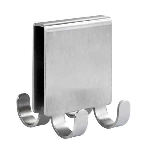 Wenko Vieste Duo 23787100 Double Shower Hooks for Shower Screen with 4 Hanging Options Stainless Steel Matte 5.x6 x 7 cm